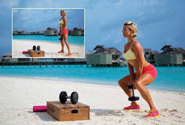 Adductor sqauts with single dumbbell - Advanced squat variations - Women's Health & Fitness