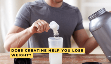does creatine help you lose weight text overlay with man eating creatine